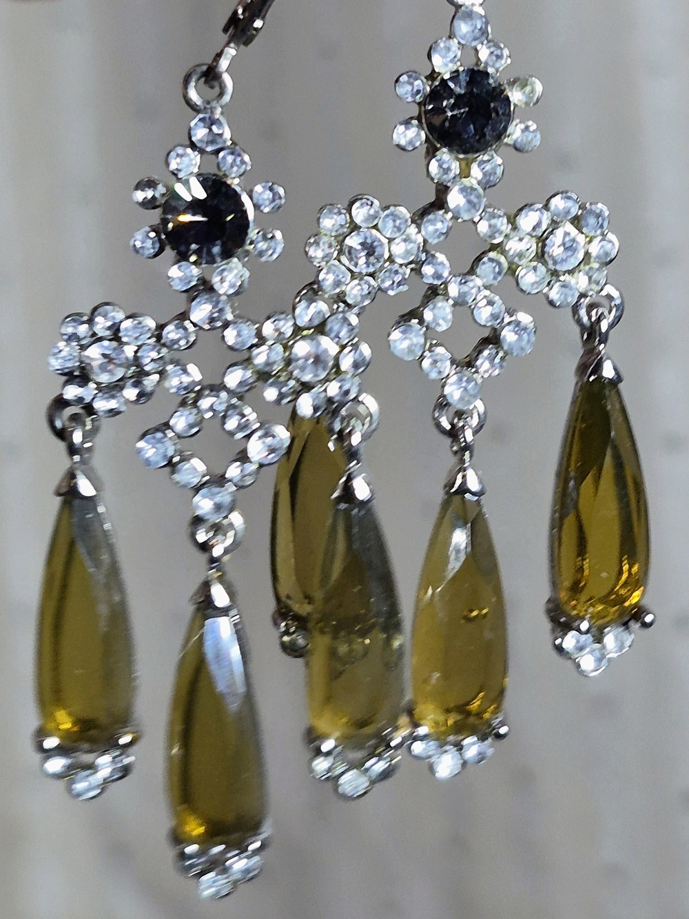 2006 Avon Black Diamond Chandelier Earrings